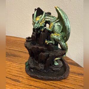 Whimsical fairy whimsigoth insense holder dragon gold art unique